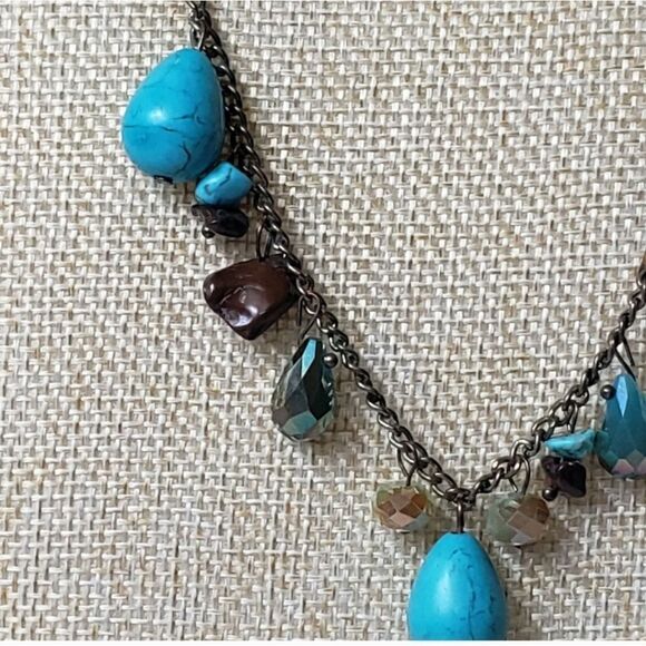 ARTISAN Resin & Stone Long Beaded Bronze Chain Necklace - Picture 2 of 6